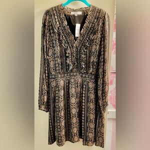 LOFT Dress with Silver & Gold Metallic Thread throughout 
SIZE 14    ✨NWT✨